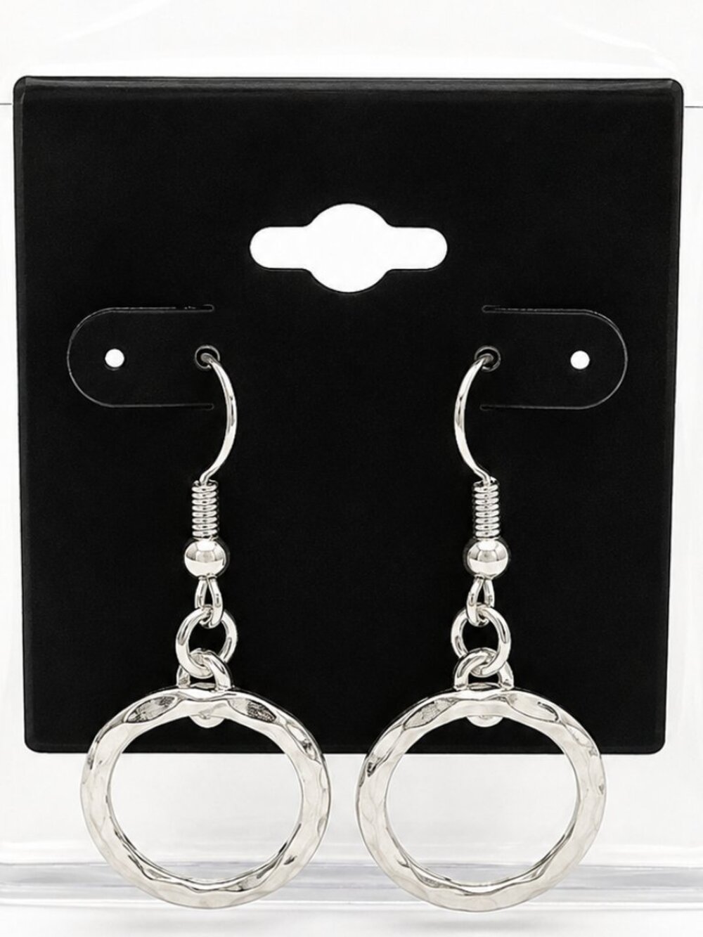 NWT Silver Tone Open Circle Dangle Earrings Minimalist Geometric Jewelry